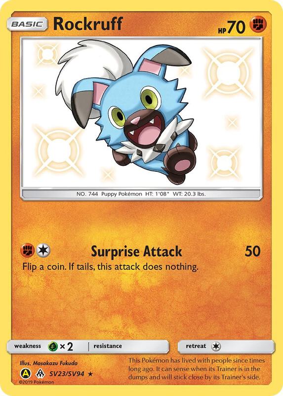Rockruff Pokemon card from Hidden Fates: Shiny Vault
