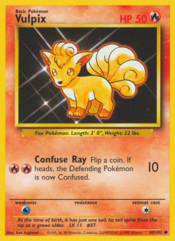 Vulpix Pokemon card from Base Set