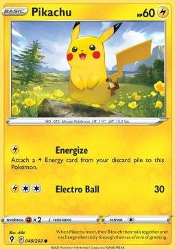 Pikachu Pokemon card from Evolving Skies