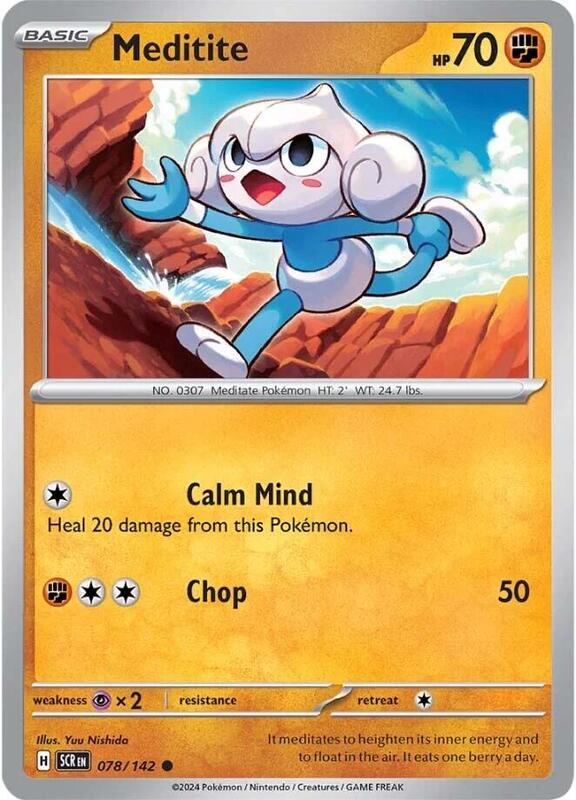 Meditite Pokemon card from SV07: Stellar Crown
