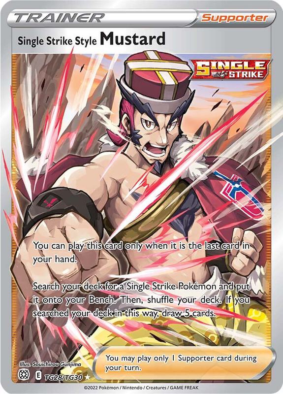Single Strike Style Mustard Pokemon card from SWSH09: Brilliant Stars Trainer Gallery