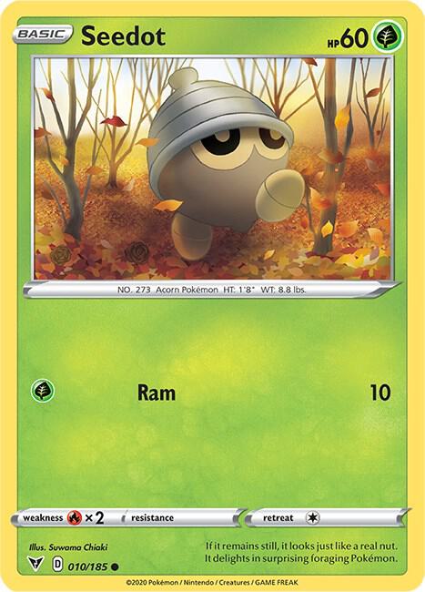 Seedot Pokemon card from SWSH04: Vivid