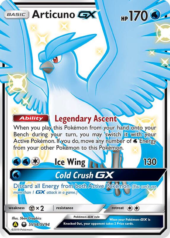Articuno GX Pokemon card from Hidden Fates: Shiny Vault