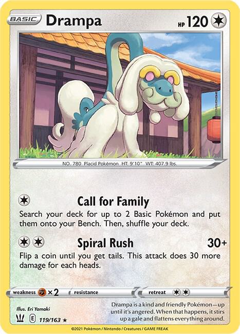Drampa Pokemon card from SWSH05: Battle