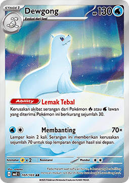 Dewgong Pokemon card from Indigo Flame