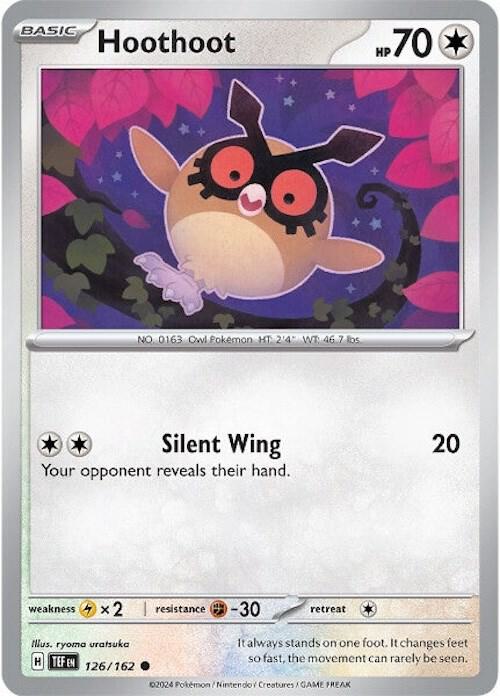 Hoothoot Pokemon card from SV05: Temporal Forces