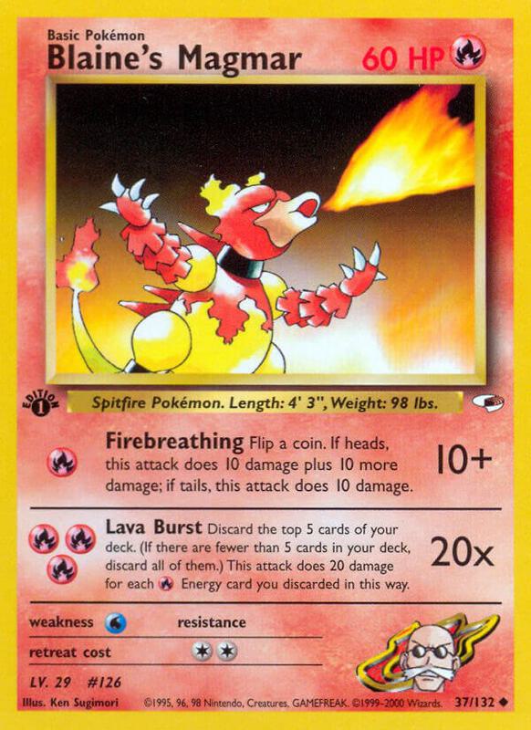 Blaine's Magmar Pokemon card from Gym Heroes
