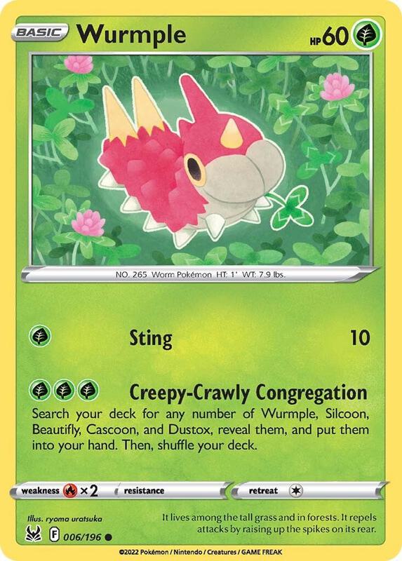 Wurmple Pokemon card from SWSH11: Lost Origin