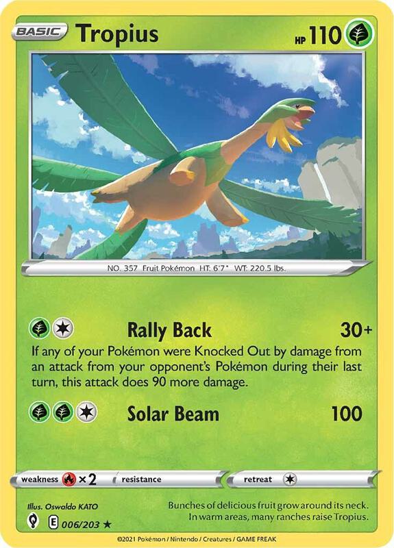 Tropius Pokemon card from SWSH07: Evolving Skies