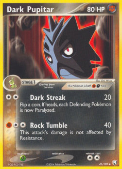 Dark Pupitar Pokemon card from EX Team Rocket Returns
