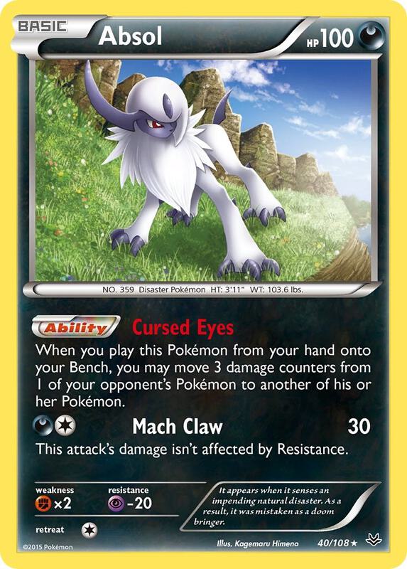Absol Pokemon card from XY - Roaring Skies
