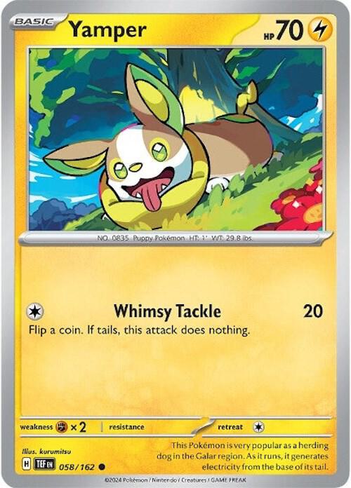 Yamper Pokemon card from SV05: Temporal Forces