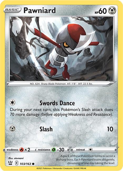 Pawniard Pokemon card from SWSH05: Battle
