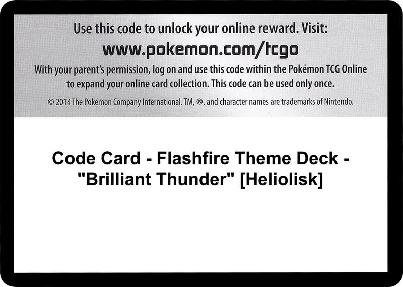Code Card - Flashfire Theme Deck - "Brilliant Thunder" [Heliolisk] Pokemon card from XY - Flashfire