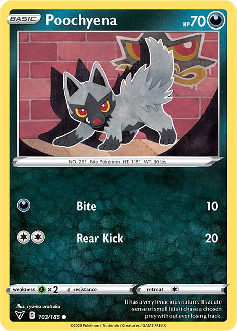 Poochyena Pokemon card from SWSH04: Vivid Voltage
