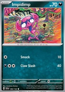 Impidimp Pokemon card from Stellar Crown