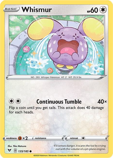 Whismur Pokemon card from SWSH04: Vivid Voltage