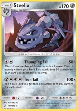 Steelix Pokemon card from Cosmic Eclipse