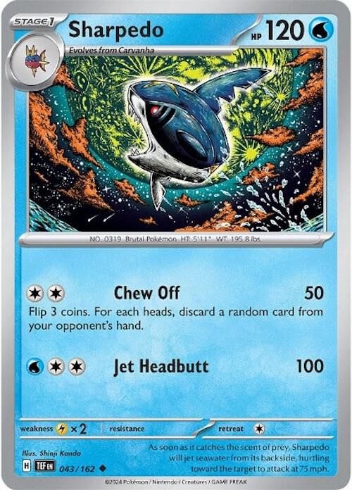 Sharpedo Pokemon card from SV05: Temporal Forces