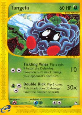 Tangela Pokemon card from Aquapolis