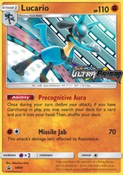 Lucario (Holo) Pokemon card from SM Black Star Promos