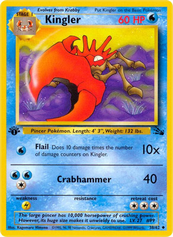 Kingler Pokemon card from Fossil
