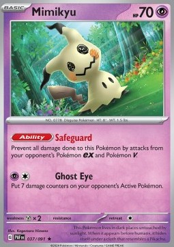 Mimikyu Pokemon card from Paldean Fates