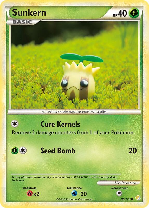 Sunkern Pokemon card from HeartGold SoulSilver