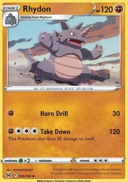 Rhydon Pokemon card from Lost Origin