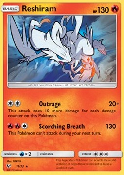 Reshiram Pokemon card from Shining Legends