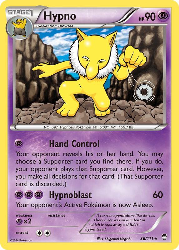 Hypno Pokemon card from XY - Furious Fists