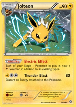 Jolteon Pokemon card from Ancient Origins