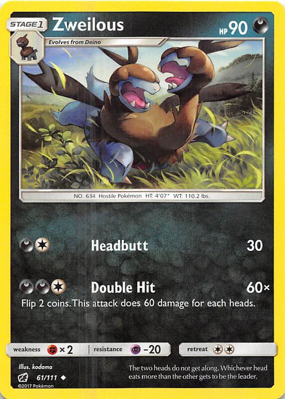 Zweilous Pokemon card from SM - Crimson Invasion