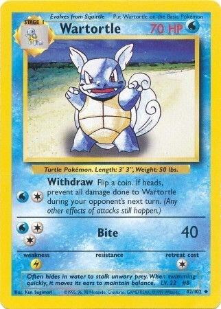 Wartortle Pokemon card from Base Set