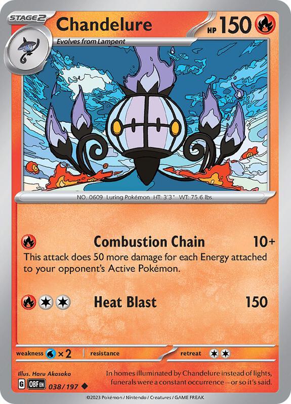 Chandelure Pokemon card from SV03: Obsidian