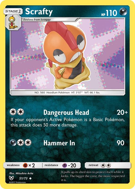 Scrafty Pokemon card from Shining Legends
