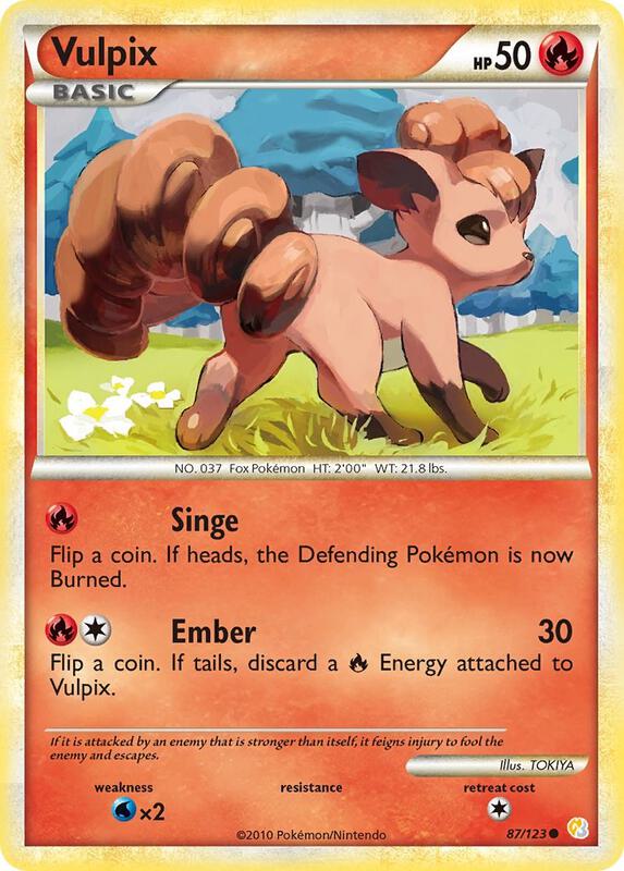 Vulpix Pokemon card from HeartGold SoulSilver