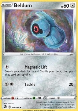 Beldum Pokemon card from Silver Tempest
