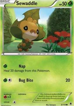 Sewaddle Pokemon card from Phantom Forces