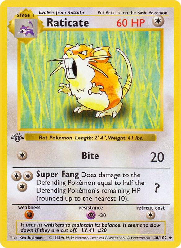 Raticate Pokemon card from Base Set (Shadowless)