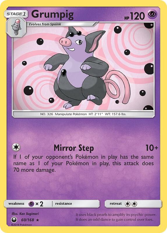 Grumpig Pokemon card from SM - Celestial Storm