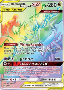 Naganadel & Guzzlord GX Pokemon card from Cosmic Eclipse