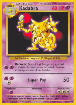 Kadabra Pokemon card from Base Set