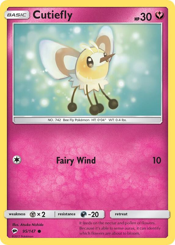 Cutiefly Pokemon card from SM - Burning Shadows