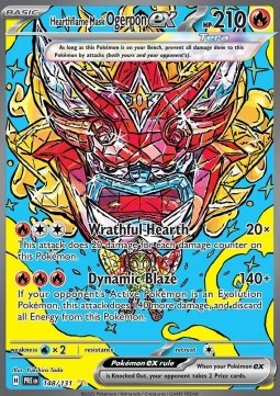 Hearthflame Mask Ogerpon ex Pokemon card from Prismatic Evolutions