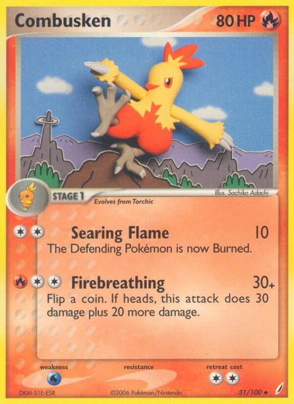Combusken Pokemon card from Crystal Guardians