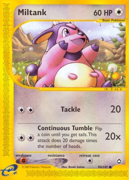 Miltank Pokemon card from Aquapolis
