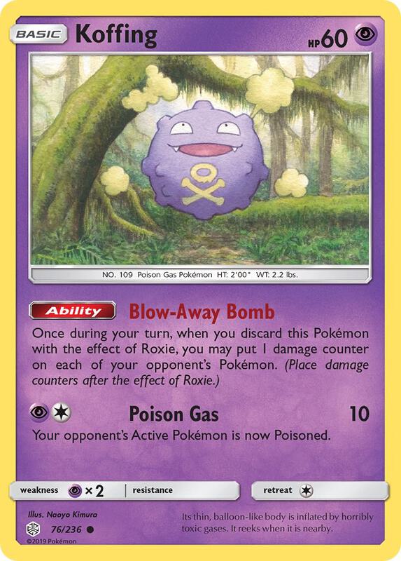 Koffing Pokemon card from SM - Cosmic Eclipse