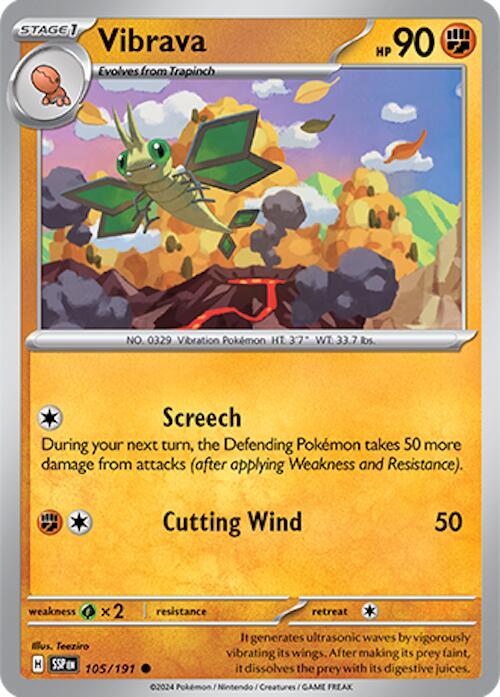 Vibrava Pokemon card from SV08: Surging Sparks