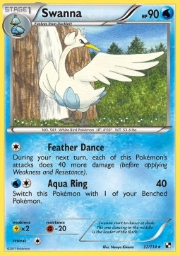 Swanna Pokemon card from Black White
